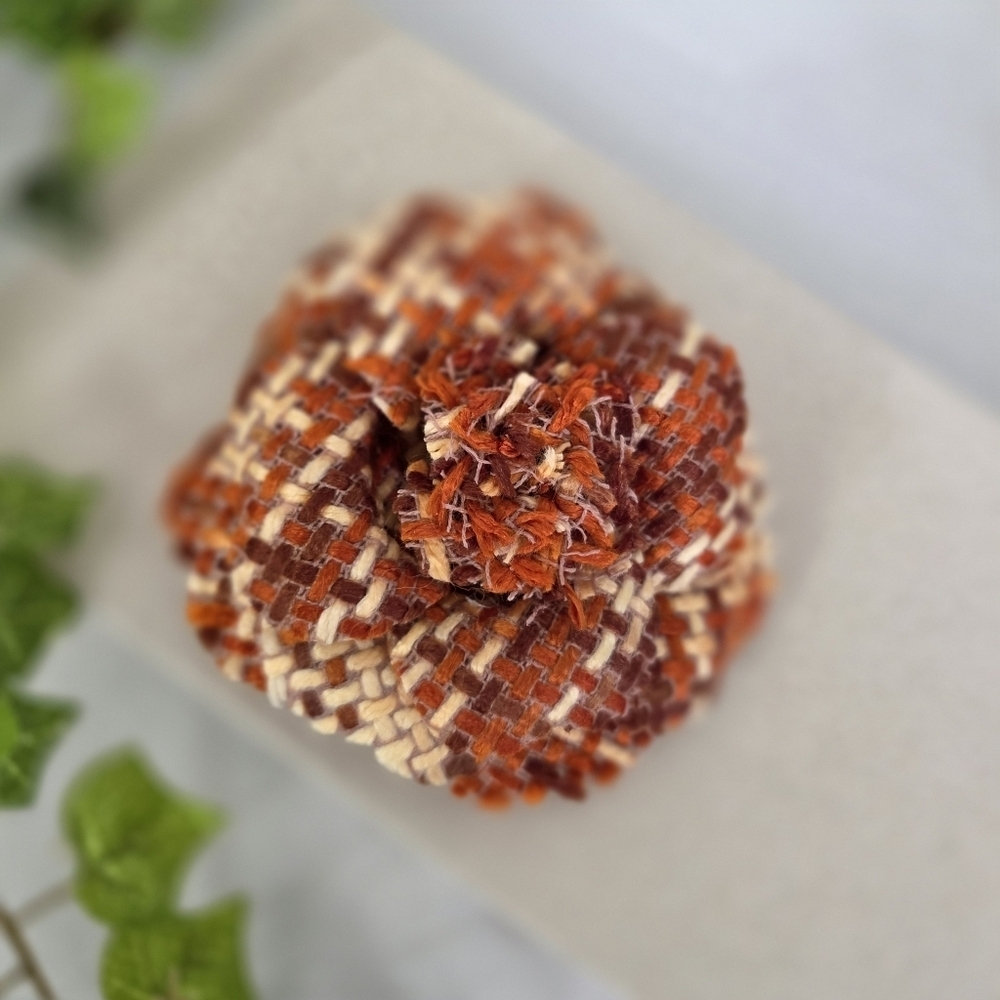 Tweed Fabric Flower Brooch Pin